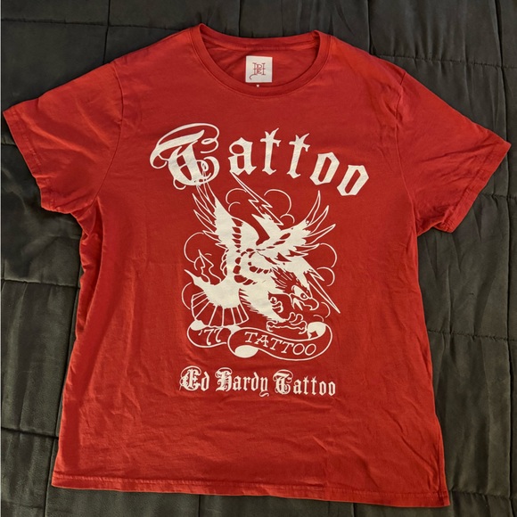 Ed Hardy Other - Ed Hardy Red Tattoo Graphic T-Shirt NWOT